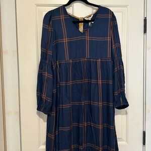 NWT Matilda Jane Navy Plaid Dress Size L